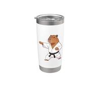 Funny Capybara doing Karate Samurai Ninja Capybara Bicchiere termico in acciaio inox doppia parete