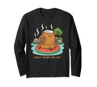 Funny Capybara Don’t Worry Be Capy Float Watermelon Summer Maglia a Manica