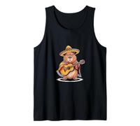 Funny Capybara Sombrero Chitarra Mexican Fiesta Canotta