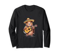 Funny Capybara Sombrero Chitarra Mexican Fiesta Maglia a Manica