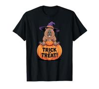 Funny Capybara Witch Hat Halloween Pumpkin Fun Maglietta