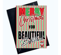 Funny Cards - Biglietto di auguri con scritta "Merry Christmas You Beautiful B*Stard Marito Boyfriend Xmas PC1035