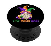 Funny Carnival Gnome With Fool Cap For Girls Love Mardi Gras PopSockets PopGrip Adesivo
