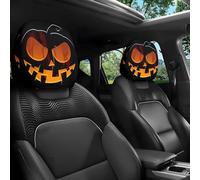 Funny Cartoon Car Headrest Covers, 2PCS Set of Funny Big-Eyed Grinning Cartoon Print Car Seat Headrest Covers, Double-Sided Print Protector for Front Seat Decoration (2Pcs-E)