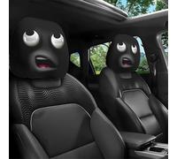 Funny Cartoon Car Headrest Covers, 2PCS Set of Funny Big-Eyed Grinning Cartoon Print Car Seat Headrest Covers, Double-Sided Print Protector for Front Seat Decoration (2Pcs-C)