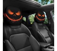Funny Cartoon Car Headrest Covers - 2PCS Universal Fit, Big-Eyed Grinning Cartoon Satin Car Seat Headrest Covers, Double-Sided Print Protector for Front Seat Decoration (Style-G)