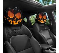 Funny Cartoon Car Headrest Covers - 2PCS Universal Fit, Big-Eyed Grinning Cartoon Satin Car Seat Headrest Covers, Double-Sided Print Protector for Front Seat Decoration (Style-E)