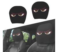 Funny Cartoon Car Headrest Covers, Big Eyes Cheerful Face Auto Seat Protector, Universal Fit for Cars Vans Trucks, Halloween Christmas Decoration, Elastic Washable Car Interior Accessories (#D,1Pair)
