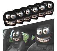 Funny Cartoon Car Headrest Covers, Big Eyes Cheerful Face Auto Seat Protector, Universal Fit for Cars Vans Trucks, Halloween Christmas Decoration, Elastic Washable Car Interior Accessories (#A,3Pair)