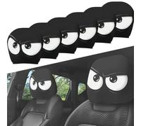 Funny Cartoon Car Headrest Covers, Big Eyes Cheerful Face Auto Seat Protector, Universal Fit for Cars Vans Trucks, Halloween Christmas Decoration, Elastic Washable Car Interior Accessories (#B,3Pair)