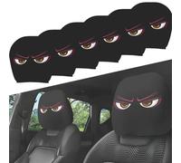 Funny Cartoon Car Headrest Covers, Big Eyes Cheerful Face Auto Seat Protector, Universal Fit for Cars Vans Trucks, Halloween Christmas Decoration, Elastic Washable Car Interior Accessories (#D,3Pair)
