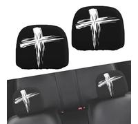 Funny Cartoon Car Headrest Covers, Big Eyes Cheerful Face Auto Seat Protector, Universal Fit for Cars Vans Trucks, Halloween Christmas Decoration, Elastic Washable Car Interior Accessories (#C,1Pair)