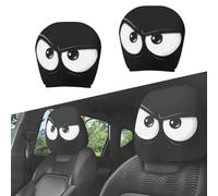 Funny Cartoon Car Headrest Covers, Big Eyes Cheerful Face Auto Seat Protector, Universal Fit for Cars Vans Trucks, Halloween Christmas Decoration, Elastic Washable Car Interior Accessories (#B,1Pair)