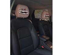 Funny Cartoon Car Headrest Covers, Big Eyes Head Rest Cover for Cars Universal Fit, Spooky Car Headrest Protector, Cheerful Face Cute Auto Front Seat Protector Decor for Halloween Christmas (3,6pcs)