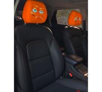 Funny Cartoon Car Headrest Covers, Big Eyes Head Rest Cover for Cars Universal Fit, Spooky Car Headrest Protector, Cheerful Face Cute Auto Front Seat Protector Decor for Halloween Christmas (17,6pcs)
