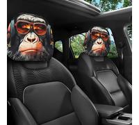 Funny Cartoon Car Headrest Covers, Big Eyes Head Rest Cover for Cars Universal Fit, Spooky Car Headrest Protector, Cheerful Face Cute Auto Front Seat Protector Decor for Halloween Christmas (7,2pcs)