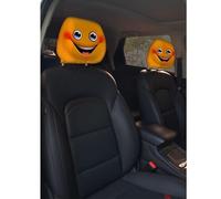 Funny Cartoon Car Headrest Covers, Big Eyes Head Rest Cover for Cars Universal Fit, Spooky Car Headrest Protector, Cheerful Face Cute Auto Front Seat Protector Decor for Halloween Christmas (2,4pcs)