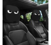 Funny Cartoon Car Headrest Covers, Big Eyes Head Rest Cover for Cars Universal Fit, Spooky Car Headrest Protector, Cheerful Face Cute Auto Front Seat Protector Decor for Halloween Christmas (21,2pcs)