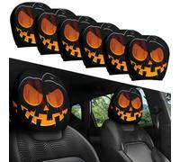 Funny Cartoon Car Headrest Covers with Hilarious Big-Eyed Grinning Design,Halloween Car Headrest Covers or Year-Round Fun, Auto Front Seat Rest Decoration, Fit for Most Vehicles (Style# 5,6 Pcs)