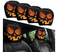 Funny Cartoon Car Headrest Covers with Hilarious Big-Eyed Grinning Design,Halloween Car Headrest Covers or Year-Round Fun, Auto Front Seat Rest Decoration, Fit for Most Vehicles (Style# 5,4 Pcs)