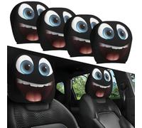 Funny Cartoon Car Headrest Covers with Hilarious Big-Eyed Grinning Design,Halloween Car Headrest Covers or Year-Round Fun, Auto Front Seat Rest Decoration, Fit for Most Vehicles (Style# 2,4 Pcs)