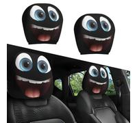 Funny Cartoon Car Headrest Covers with Hilarious Big-Eyed Grinning Design,Halloween Car Headrest Covers or Year-Round Fun, Auto Front Seat Rest Decoration, Fit for Most Vehicles (Style# 2,2 Pcs)
