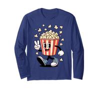 Funny Cartoon Popcorn Bucket Snack Movie Lover Design Maglia a Manica