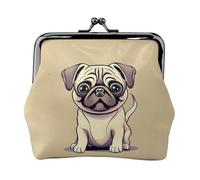 Funny Cartoon Pug Puppy Dogs Stampa Delle Donne Bacio Lock Coin Pouch, Mini Portafoglio Per Carte E Rossetto, Morbido Borsa Compatta