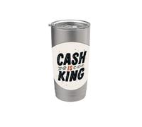 Funny Cash is King Logo per uomo e donna Bicchiere termico in acciaio inox doppia parete