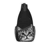 Funny Cat Black - Funny Cat Black Sling Zaino Borsa a tracolla Borsa a tracolla a tracolla Palestra Ciclismo Viaggio Escursionismo Zaino per uomo Donna