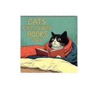 Funny Cat Calendar 2026, Cats Chillin with Books Calendar 2026-12 Monthly Cat Wall Calendars for Bedroom Desk Kitchen Living Room Decor