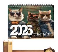 Funny Cat Calendar 2026 - Fashion Cats Planner, Calendario da parete a 12 con Cool Dressed-Up Cats, Sunglasses & Outfits | Twin-Wire Binding Calendars, ideale per casa, ufficio, scuola, famiglia