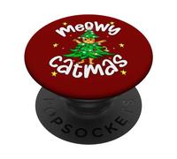 Funny Cat Christmas Tree Design For Women Cute Christmas Cat PopSockets PopGrip Adesivo