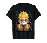 Funny Cat Construction Worker Feline Lover Father's Day Maglietta