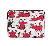 Funny Cat - Custodia sottile per laptop, colore: Rosso | Custodia protettiva per laptop con fodera in morbido velluto e guida alle misure del dispositivo, taglia M