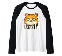 Funny Cat Face Meme Bruh Orange Cat Viral Trendy Boys Memes Maglia con Maniche Raglan