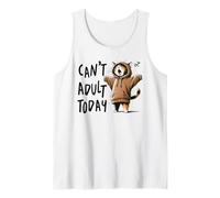 Funny Cat Felpa con cappuccio Can't Adult Today Yawning Lazy Humor Cat Canotta