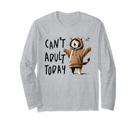 Funny Cat Felpa con cappuccio Can't Adult Today Yawning Lazy Humor Cat Maglia a Manica