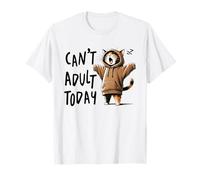 Funny Cat Felpa con cappuccio Can't Adult Today Yawning Lazy Humor Cat Maglietta