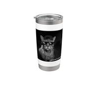 Funny Cat Flipping Off Middle Finger On Security Camera Bicchiere termico in acciaio inox doppia parete