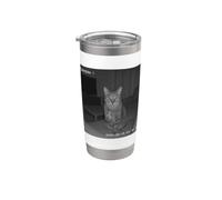 Funny Cat Flipping Off Middle Finger On Security Camera Bicchiere termico in acciaio inox doppia parete
