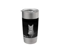 Funny Cat Flipping Off Middle Finger On Security Camera Bicchiere termico in acciaio inox doppia parete