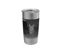 Funny Cat Flipping Off Middle Finger On Security Camera Bicchiere termico in acciaio inox doppia parete