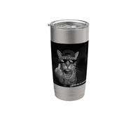 Funny Cat Flipping Off Middle Finger On Security Camera Bicchiere termico in acciaio inox doppia parete