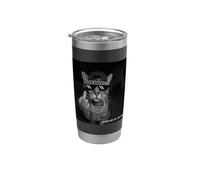 Funny Cat Flipping Off Middle Finger On Security Camera Bicchiere termico in acciaio inox doppia parete