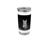Funny Cat Flipping Off Middle Finger On Security Camera Bicchiere termico in acciaio inox doppia parete