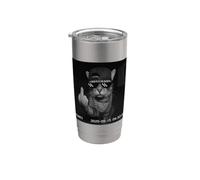 Funny Cat Flipping Off Middle Finger On Security Camera Bicchiere termico in acciaio inox doppia parete