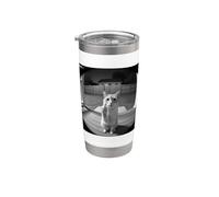 Funny Cat Flipping Off Middle Finger On Security Camera Bicchiere termico in acciaio inox doppia parete