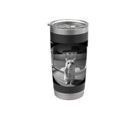 Funny Cat Flipping Off Middle Finger On Security Camera Bicchiere termico in acciaio inox doppia parete
