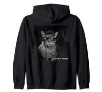 Funny Cat Flipping off Middle Finger On Security Camera Felpa con Cappuccio
